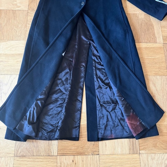 Saks Fifth Avenue Fleurette Cashmere Coat Black Long Single Button Collared 12 - Picture 8 of 12